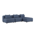 Cobana Lounge Sofa 3-seter chaise i Kirra Indigo med pulverlakkert aluminiumsramme og olefintekstiler.