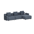 Mørkegrå modulbasert loungesofa med sjeselong og løse ryggputer fra sackit for terrasse og hage nordisk design for komfortable uteområder