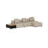 Beige modulbasert loungesofa for utendørs bruk med tre sitteplasser og integrert sidebord i teak fra sackit designet i Danmark for nordisk vær