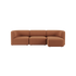 Brun Fjord sofa med tre seter og sjeselong på høyre side i mykt skandinavisk design fra sackit for nordiske hjem