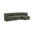 sackit Fjord sofa i mørkegrå med tre sitteplasser og høyrevendt sjeselong myke avrundede former og skandinavisk design for innendørs bruk
