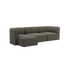 Mørk grå Fjord sofa fra sackit Norway med tre sitteplasser og venstrevendt sjeselong i mykt skandinavisk design