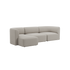 Lys beige Fjord sofa fra sackit med tre sitteplasser og venstrestilt sjeselong i mykt skandinavisk design