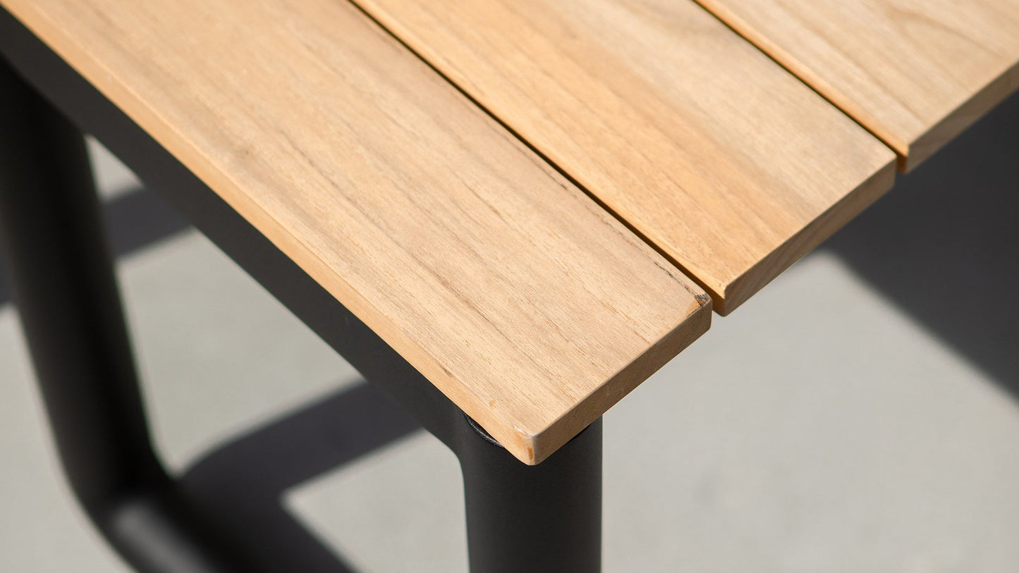 Patio Bench - 130x37 - Utendørs benk i teak-tre og aluminium