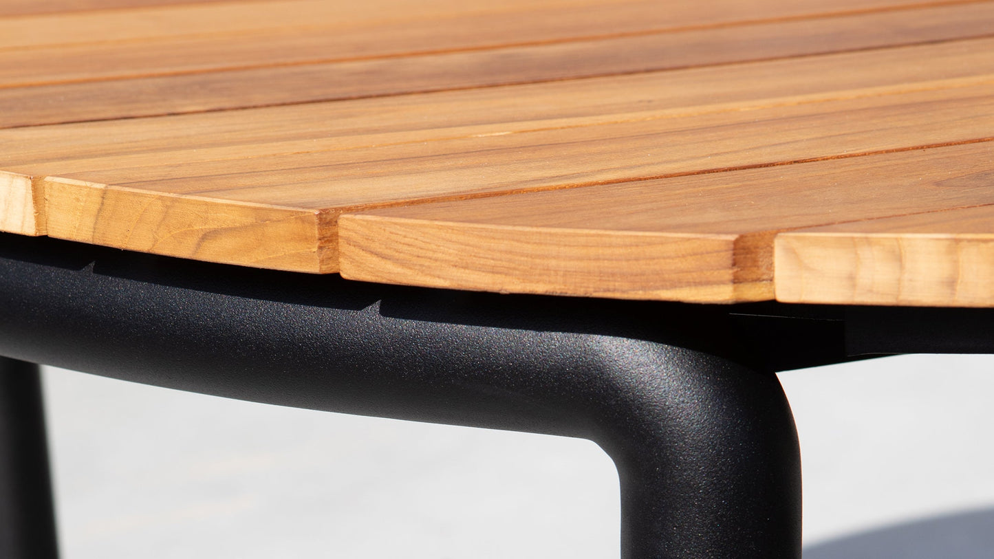 Patio Dining Table - Ø160 - Rundt utendørs spisebord for 6 personer i teaktre og aluminium