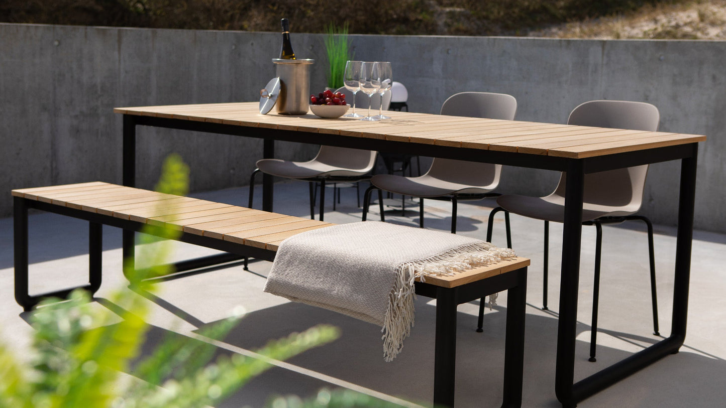 Patio Bench - 130x37 - Utendørs benk i teak-tre og aluminium