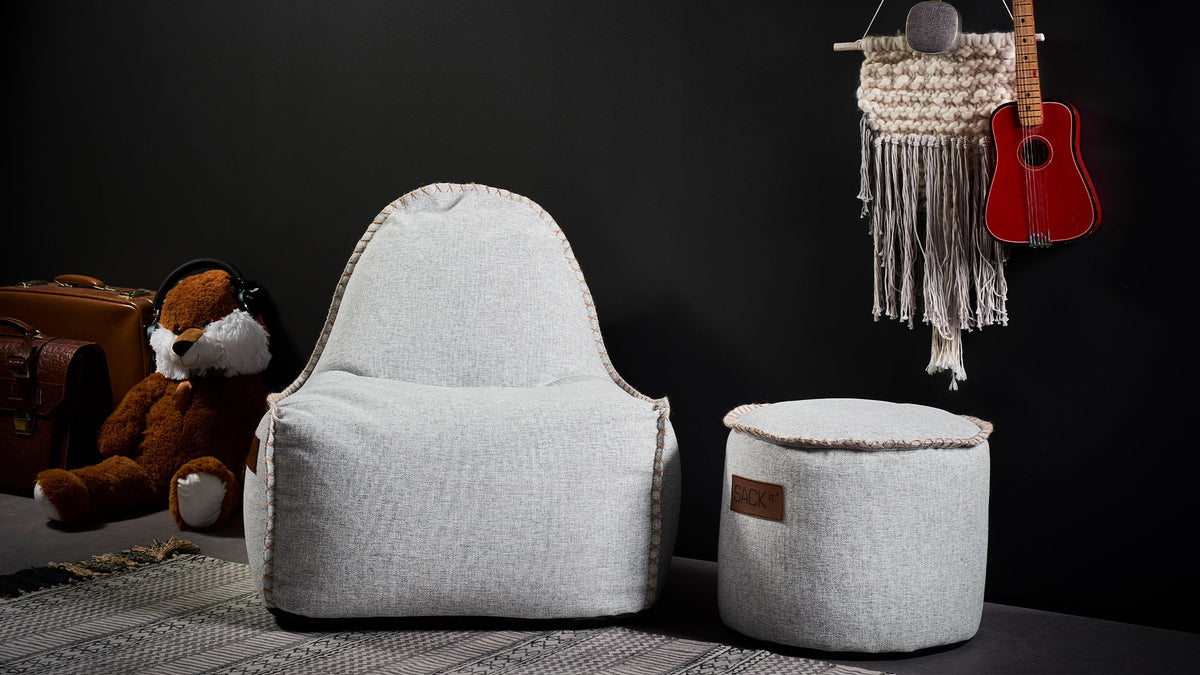 Cobana Junior Lounge Chair & Pouf - Sakkosekk til barn for innendør og utendørs bruk med puff