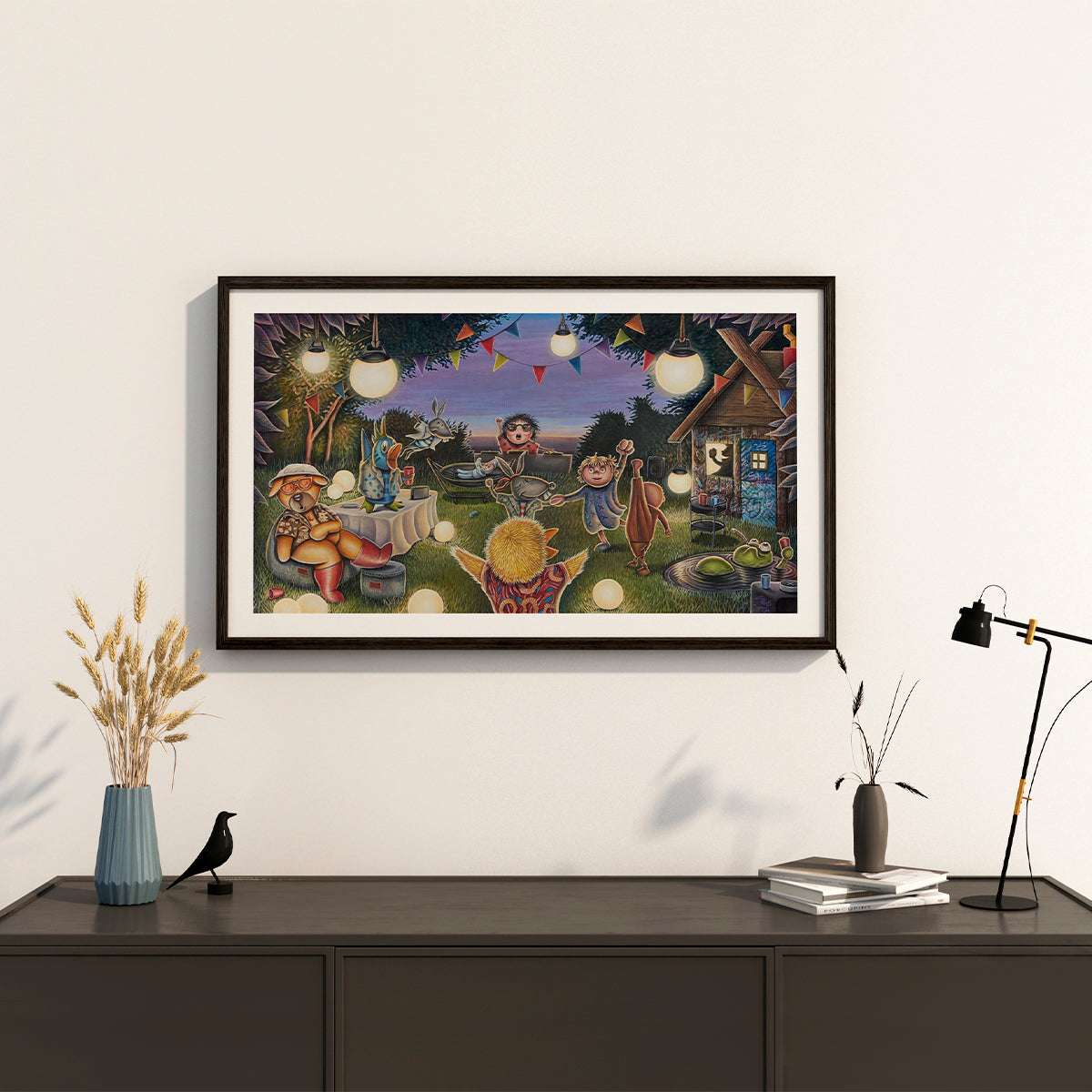 SACKit x Saaby Art litografi med fargerikt hagefestmotiv signert av kunstneren Brian Saaby.