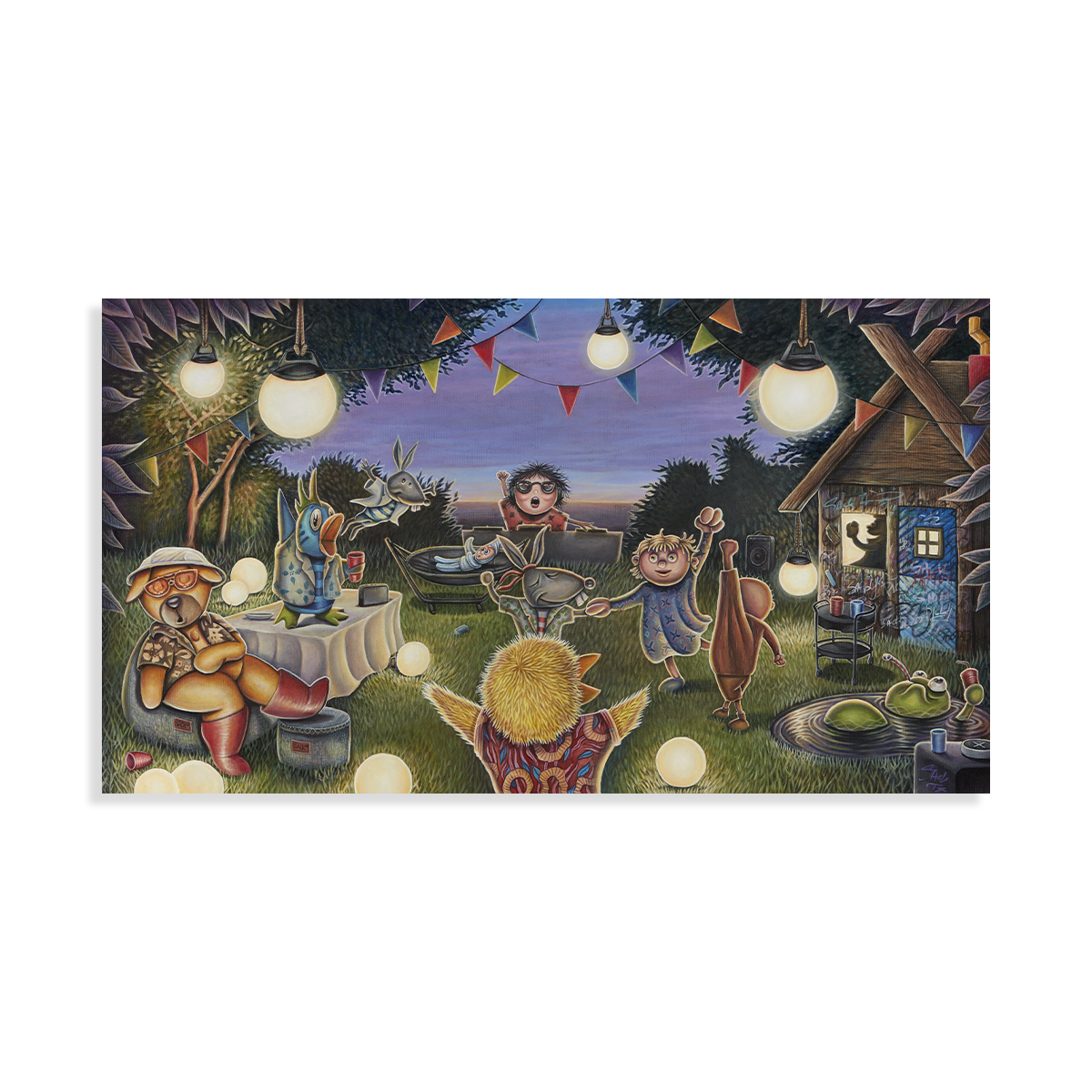 SACKit x Saaby Art Lithography 40x71 med signert nummerert litografi av hagefestmotiv.