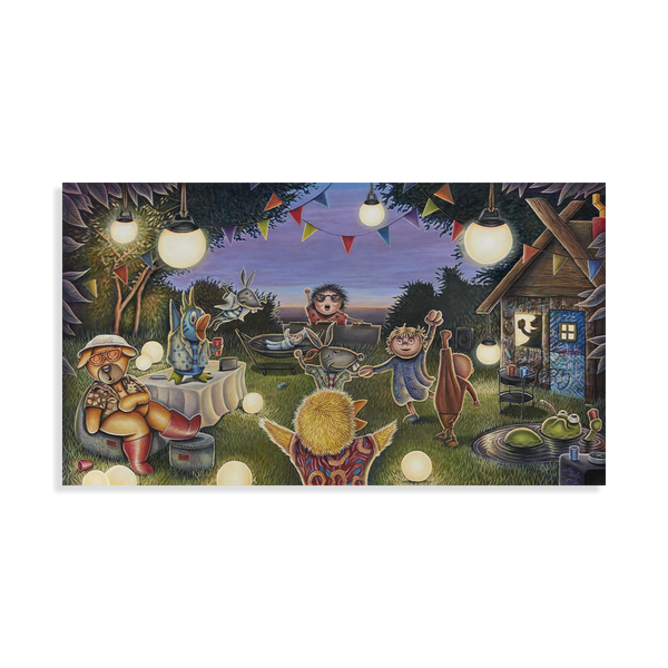 SACKit x Saaby Art Lithography 40x71 med signert nummerert litografi av hagefestmotiv.