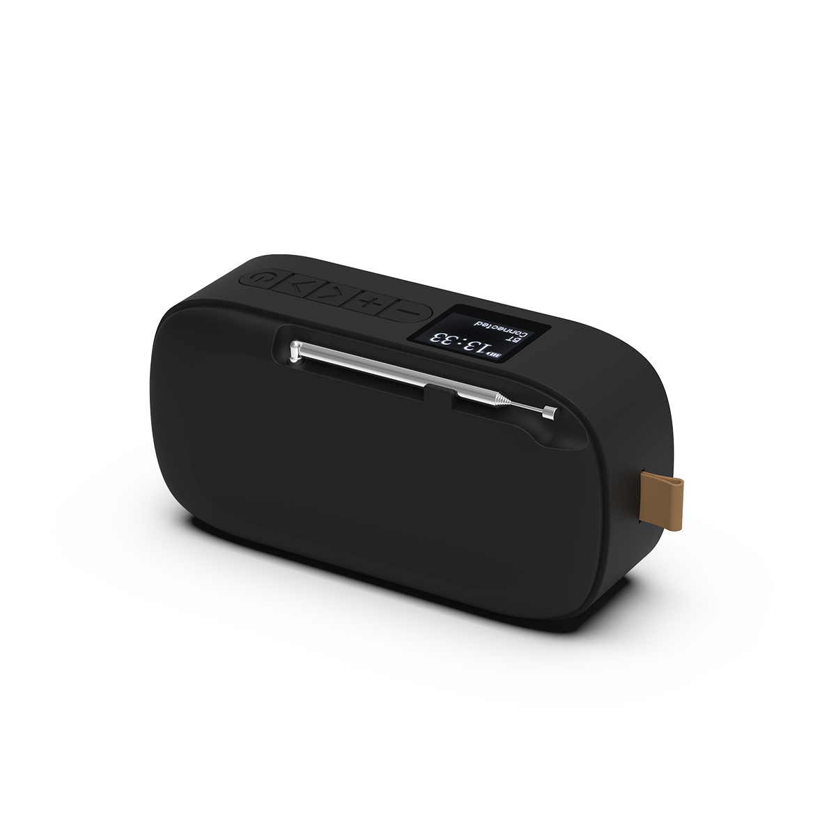 SACKit Go 300 Care bærbar Bluetooth høyttaler og DAB/FM radio med dansk design i svart og grått stoff.