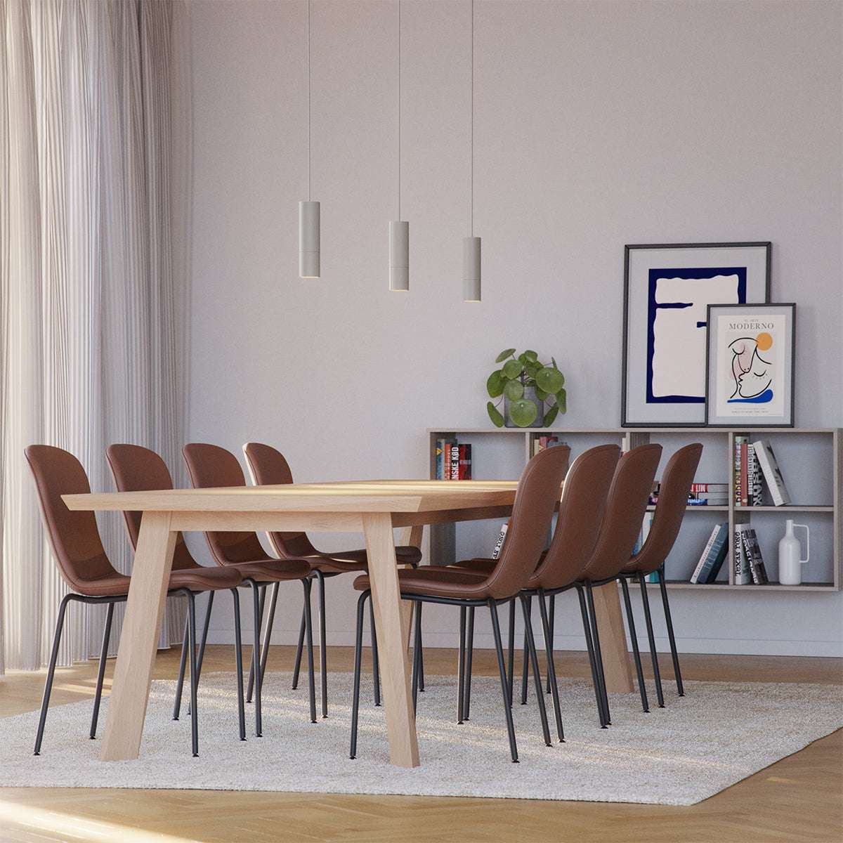 Grå Expo Pendant pendellampe i aluminium med lang svart kabel, enkel og moderne design.