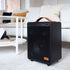 Boom 150 bærbar Bluetooth-høyttaler i svart med stålramme og aluminiumsknapper, dansk design.