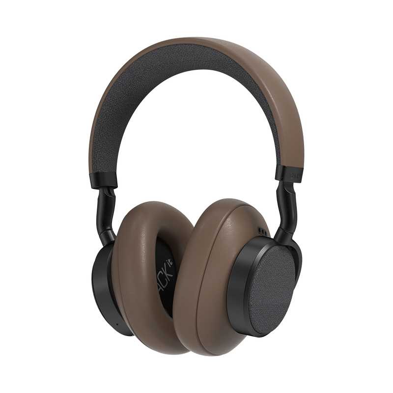 Brune SACKit Touch 410 trådløse hodetelefoner med roterbare øreklokker i PU-lær og stoff