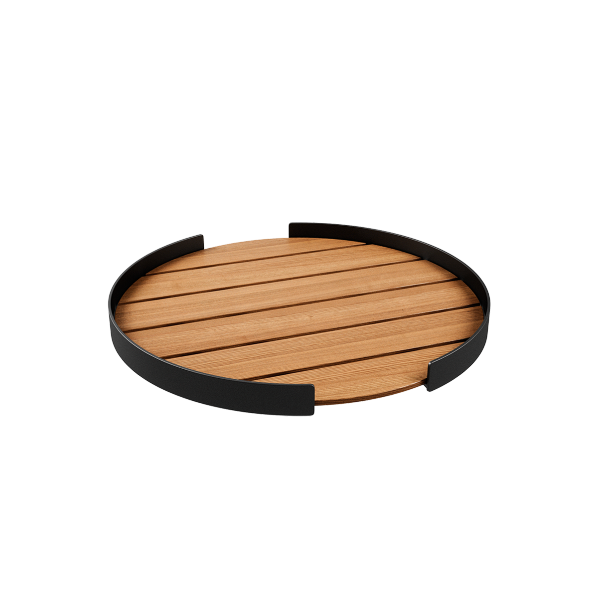 Patio Serving Tray i teak med pulverlakkert aluminiumsramme, rektangulært serveringsbrett for utendørs bruk.