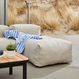 Soft Sofa Outdoor lounger in Kirra Sand fabric with soft cushions and low backrest.