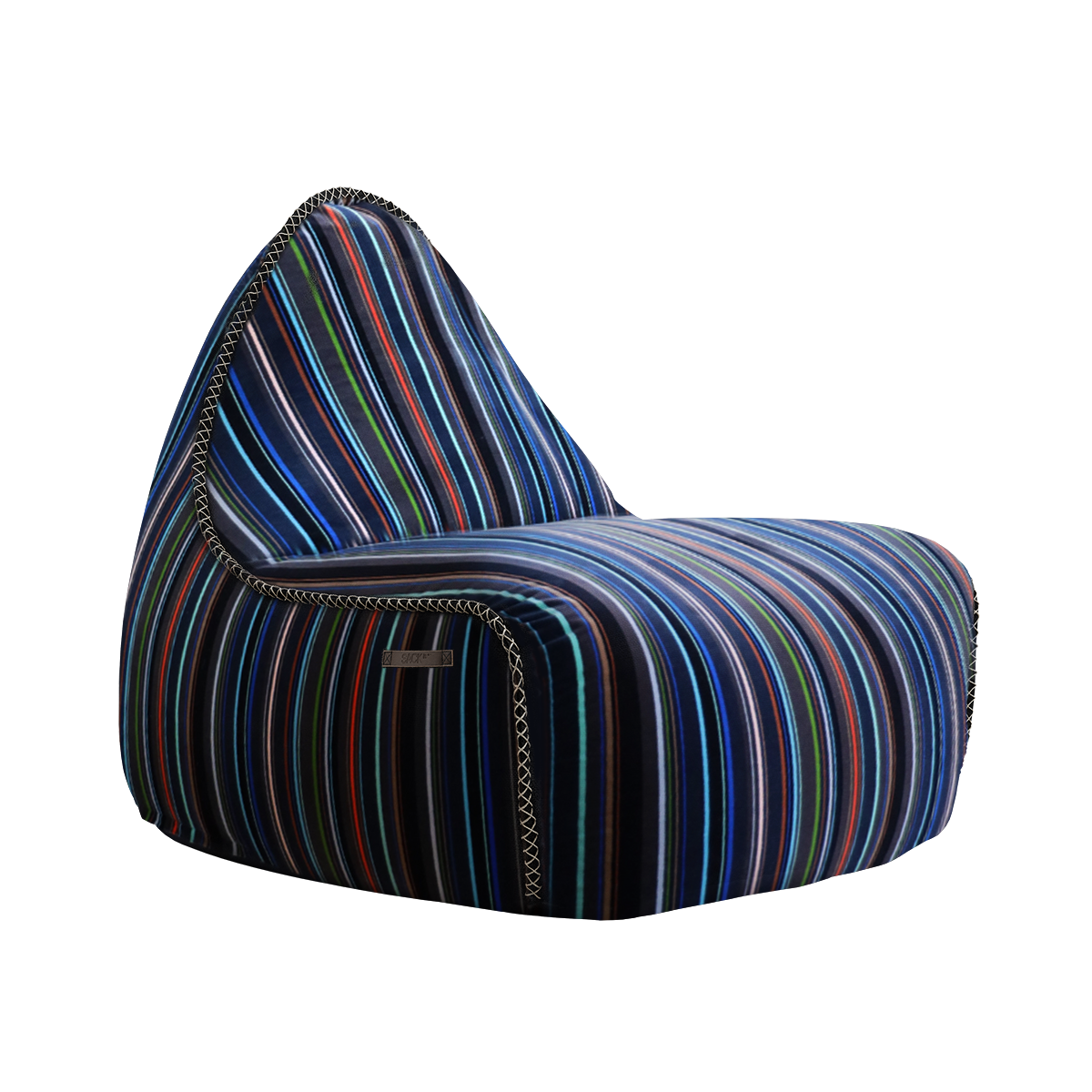 Lounge Chair Paul Smith med flerfarget, lineært bomullstrekk og moderne design, limited edition sækkestol.