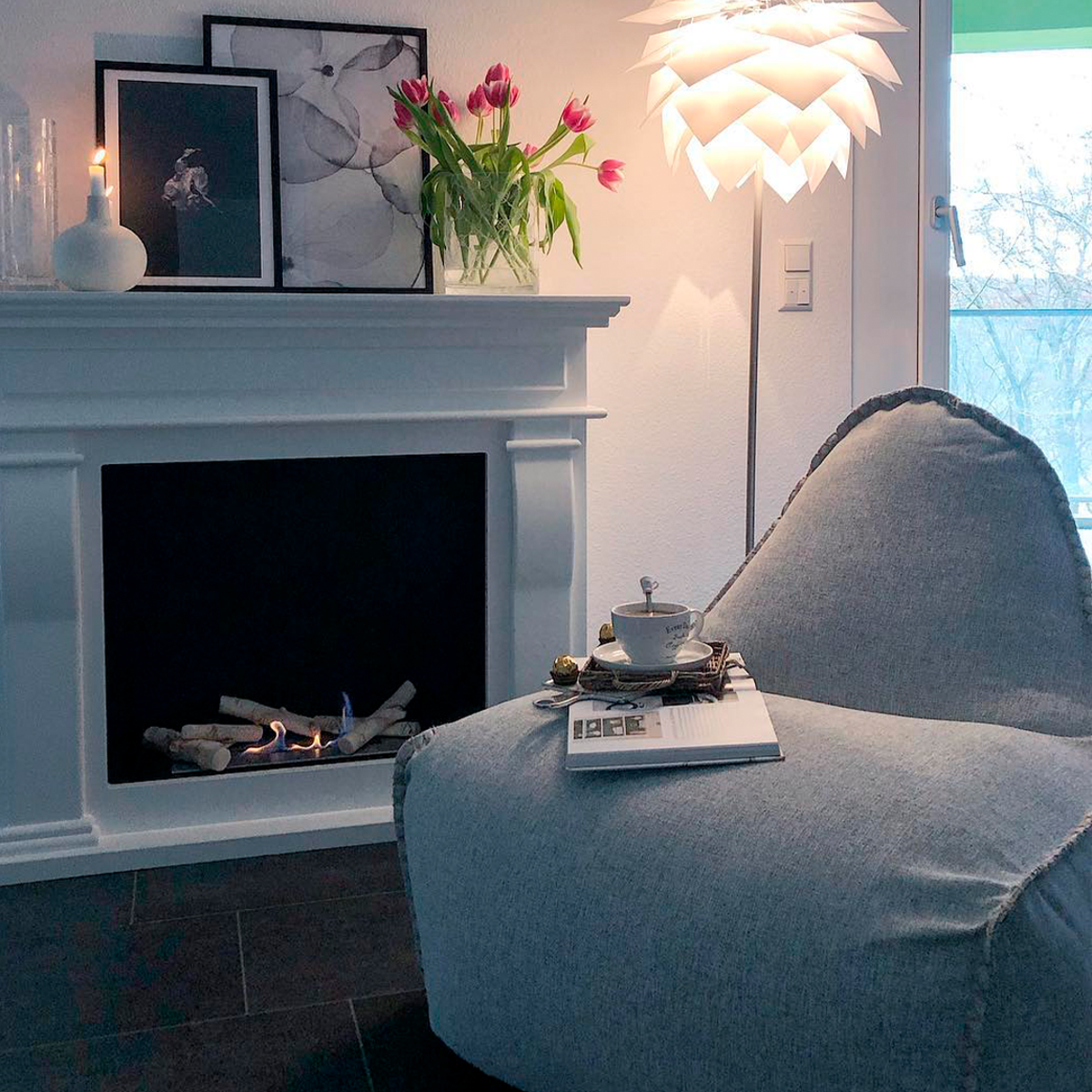 Cobana Lounge Chair i sand melange med linsting, sakkosekk med ryggstøtte i olefinfiber.