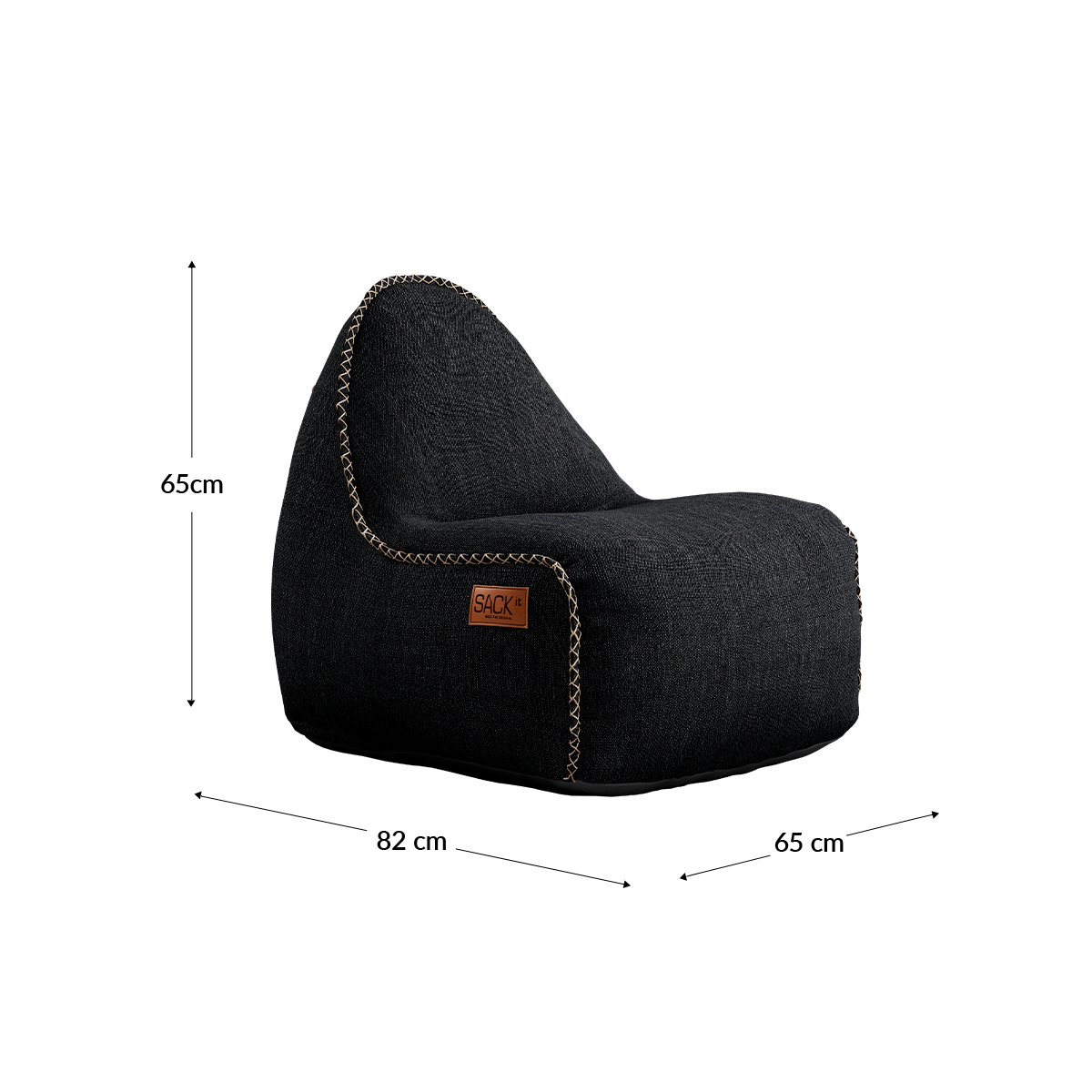 Cobana Junior Lounge Chair i grått, barnesekkestol med myk form og vannavstøtende stoff.