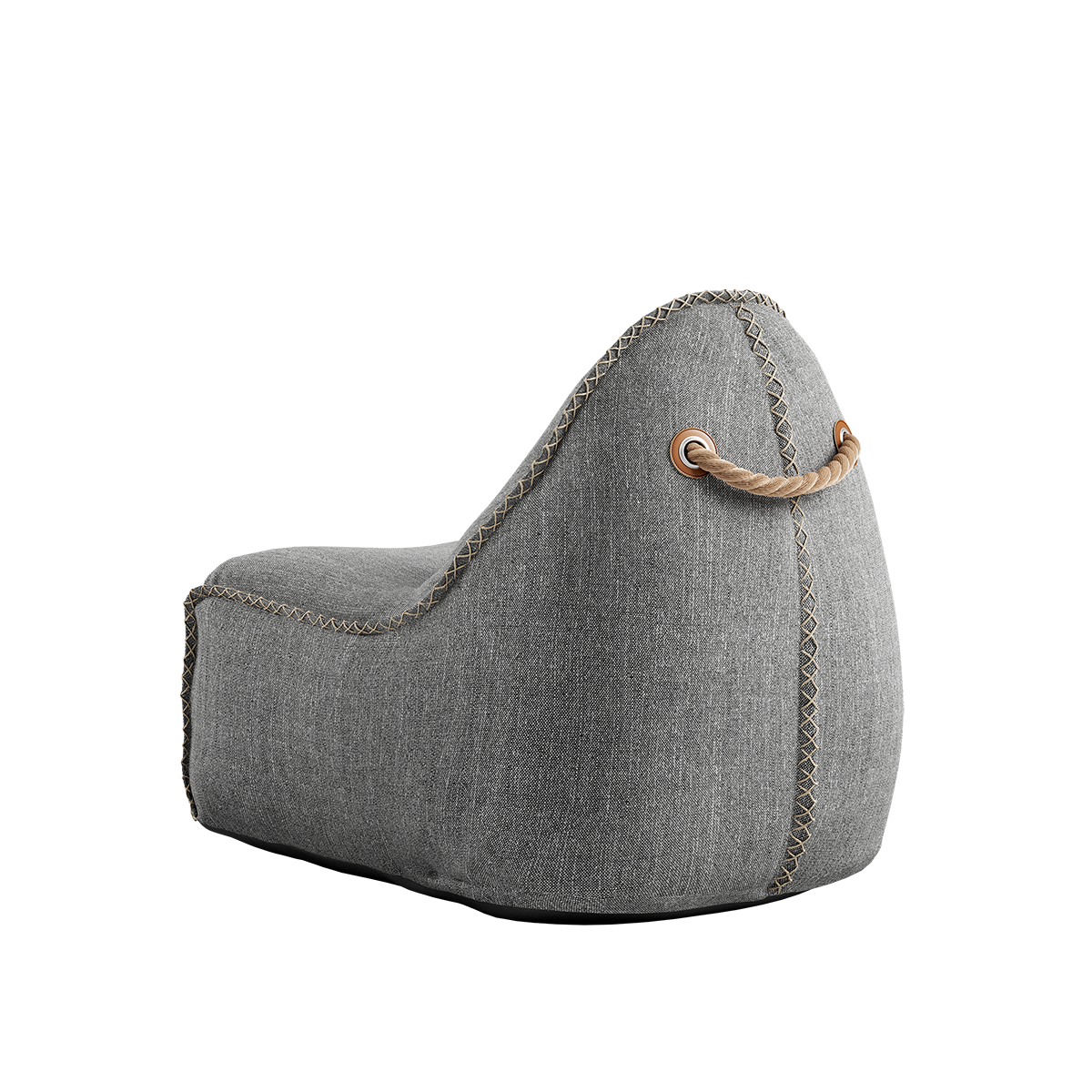 Lys grå Cobana Junior Lounge Chair sakkestol for barn med rund form og mykt stoff.