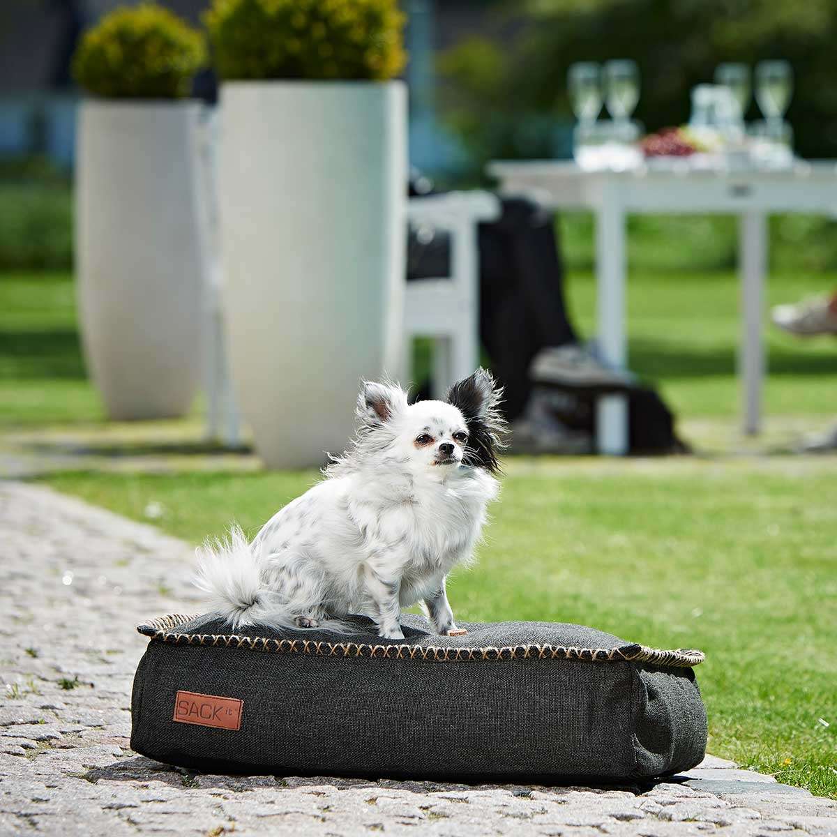 Mini Cobana Black hundeseng med antiskli bunn i slitesterkt og vannavstøtende stoff.