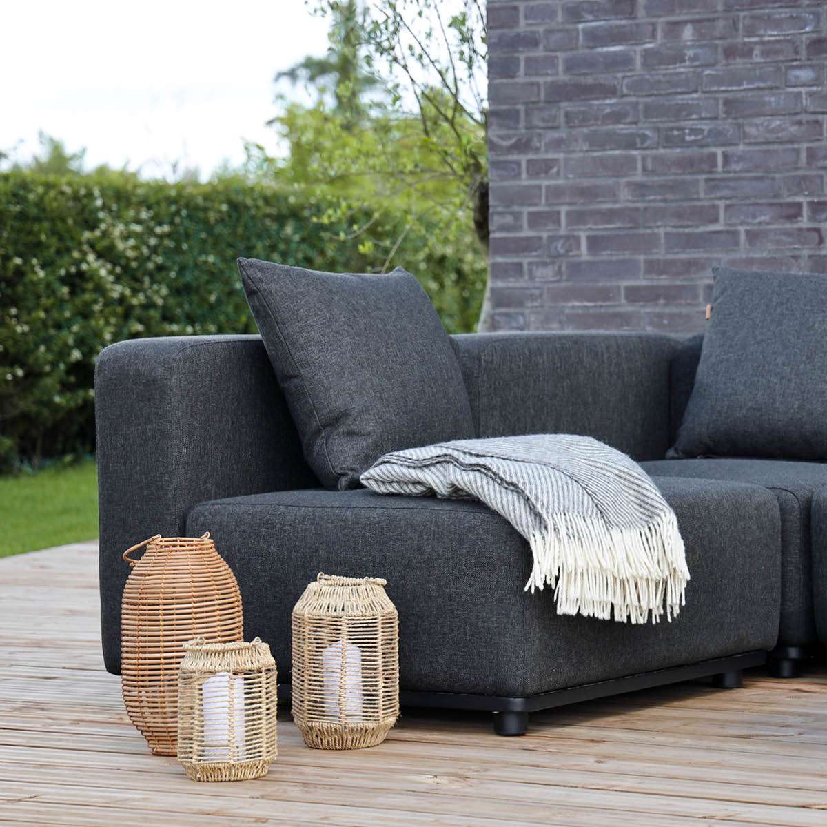 Cobana Lounge Sofa modul i svart med aluminiumsramme og olefintekstil, utendørs bruk.
