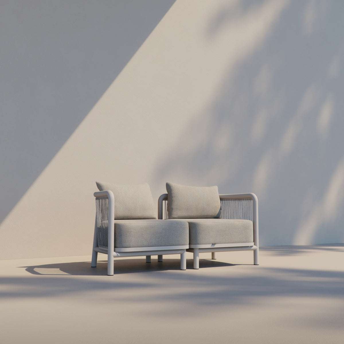 Kirra Lounge Sofa Corner i Kirra Sand med aluminiumsramme og olefin-tekstiler i uterom
