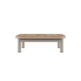 Kirra Side Table i taupe med accessory fit, utendørs salongbord i aluminium og teak.