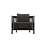 Kirra Lounge Chair i svart olefin-tekstilstoff med aluminiumsramme, utendørs loungestol.