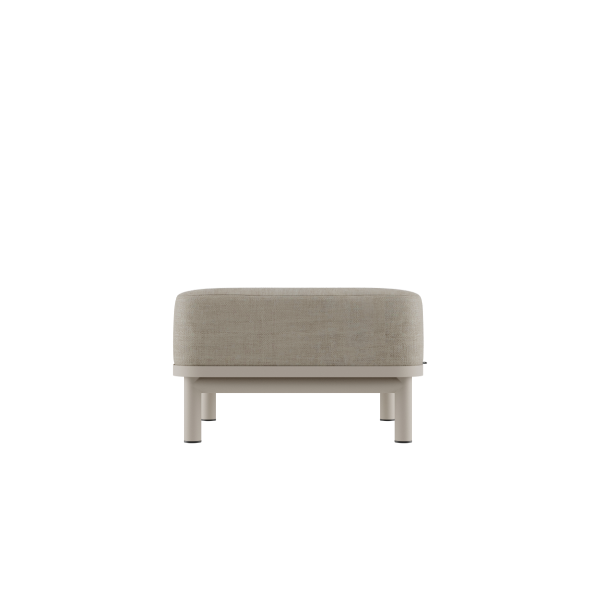Kirra Lounge Sofa pouf i sandfarget olefin-tekstile med aluminiumsramme, modulær utendørs sofa.