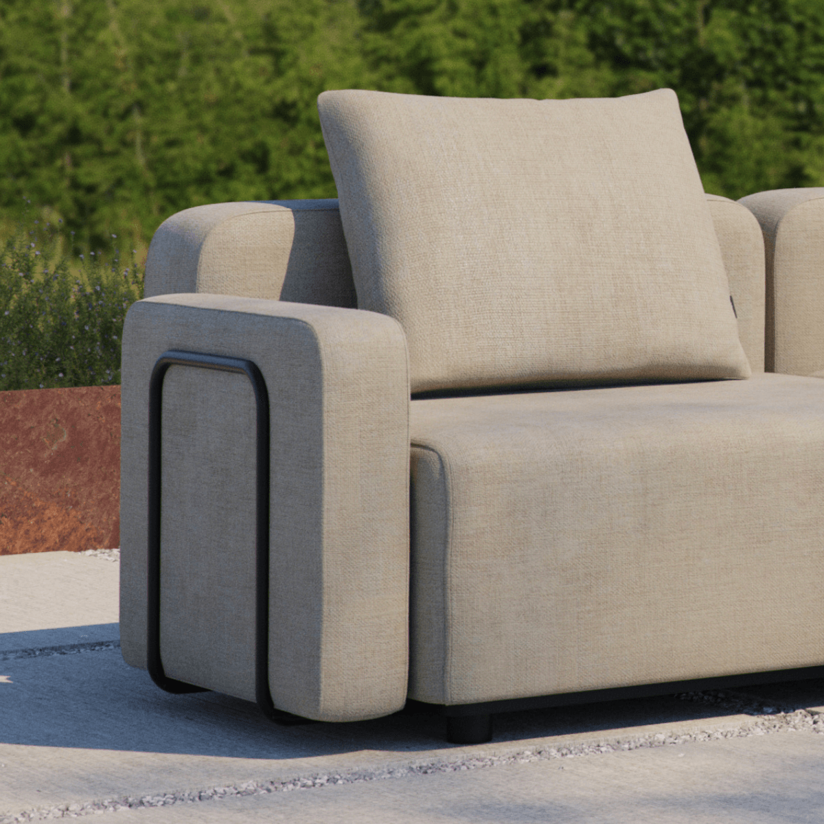 Cobana Lounge Sofa armstøtte i svart pulverlakkert aluminium med tekstiltrekk i Cobana Black.