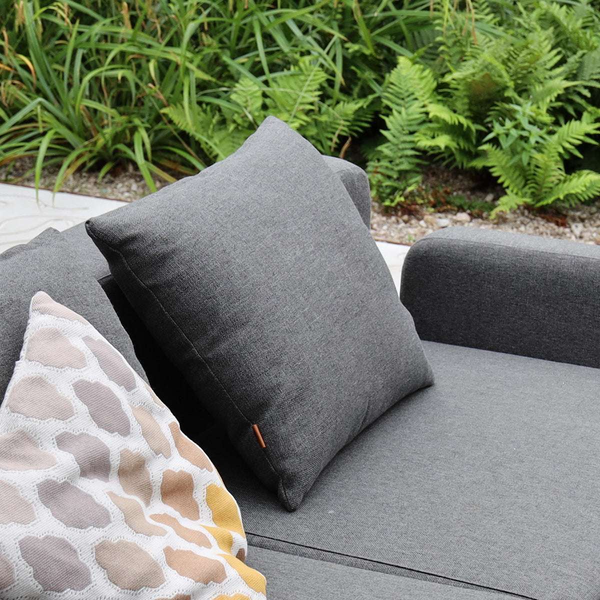 Cobana Cushion in black Olefin fabric with foam filling for outdoor sofa comfort.