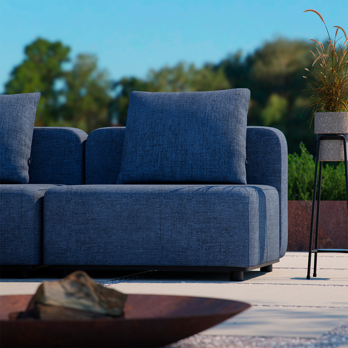 Cobana Cushion in black Olefin fabric designed for outdoor sofa use with water-repellent cover.