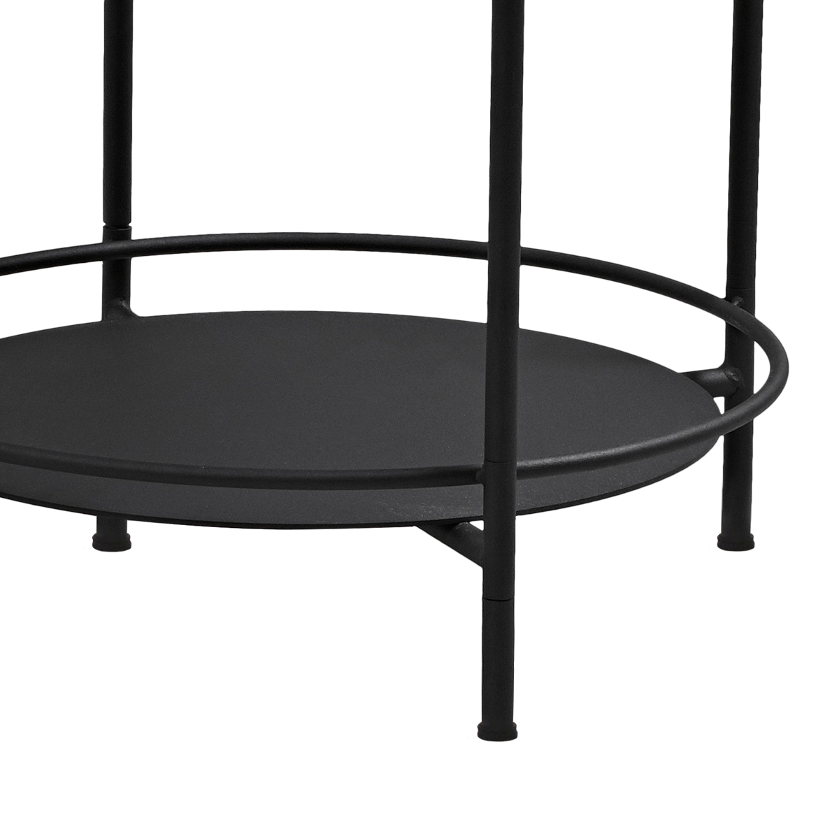 SACKit Patio Serving Table i rustfritt stål med matt, pulverlakkert overflate og buede stålstenger.
