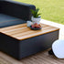 SACKit Patio Storage Table i teak og svart pulverlakkert aluminium, utendørs hjørne- og salongbord med oppbevaring.