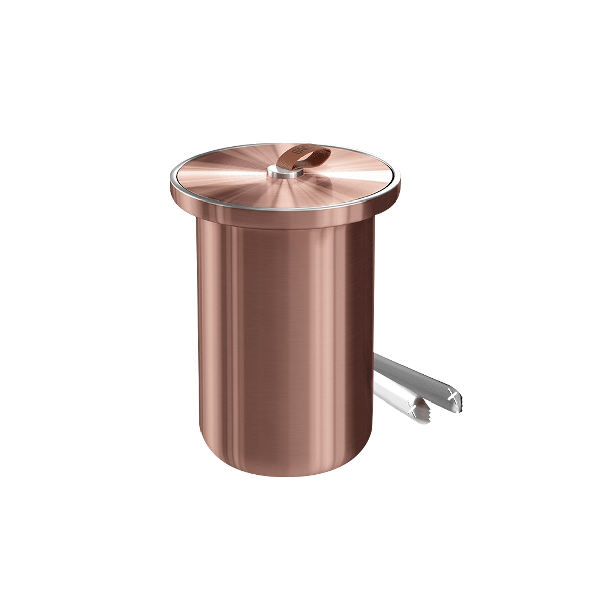 Vinkjøler i satengpolert rustfritt stål med skinnhåndtak og to-lags isolasjon, Ø14 cm.
