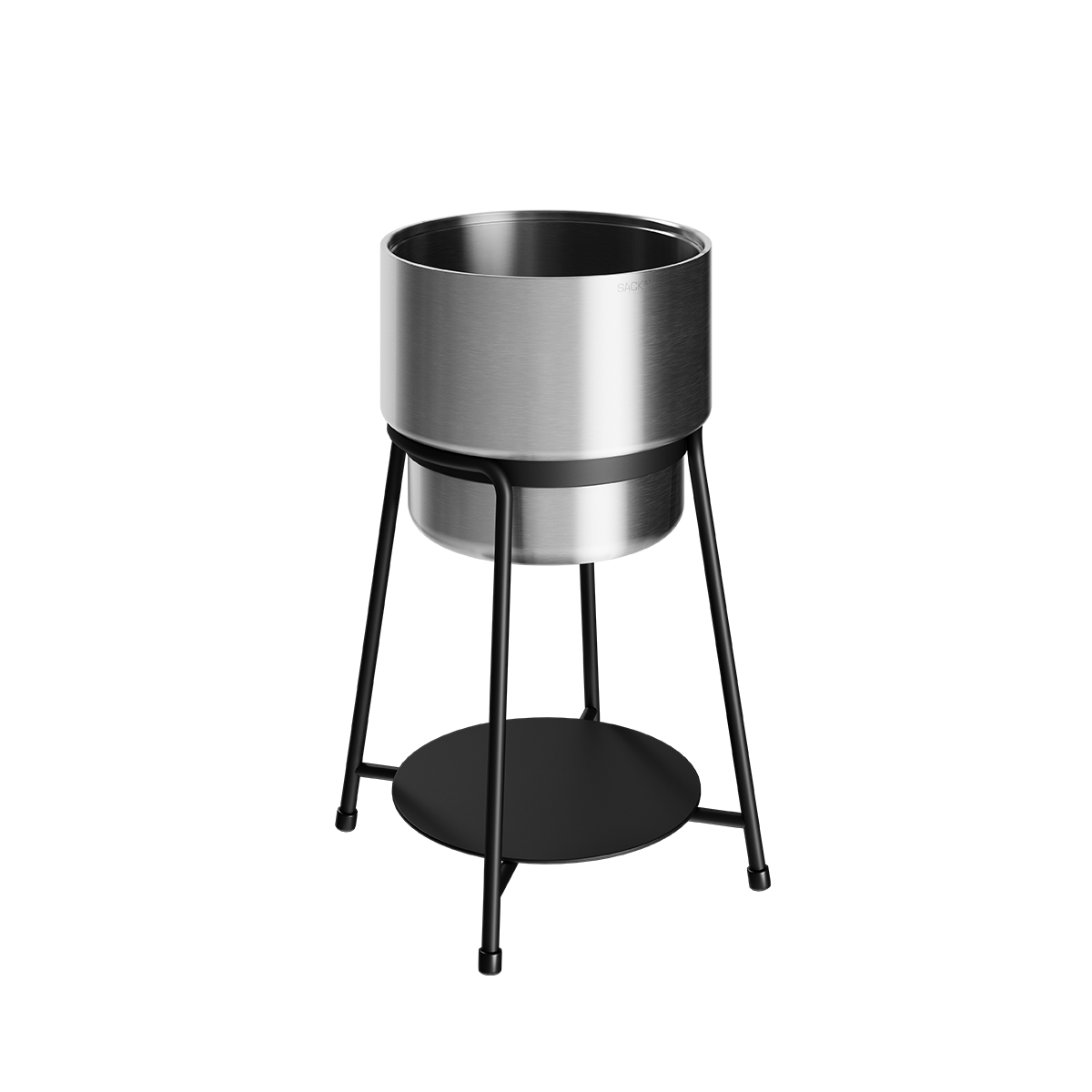 Sort pulverlakkert rustfritt stål Patio Accessory Stand med Ø22, enkel og multifunksjonell design.