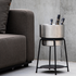 Sort Patio Accessory Stand i pulverlakkert rustfritt stål med rustfri Wine Bucket ved siden av