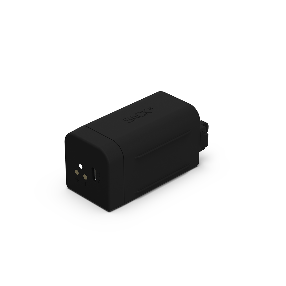SACKit Battery 10400 i svart, kompakt batteripakke for utendørs belysning, enkel design.