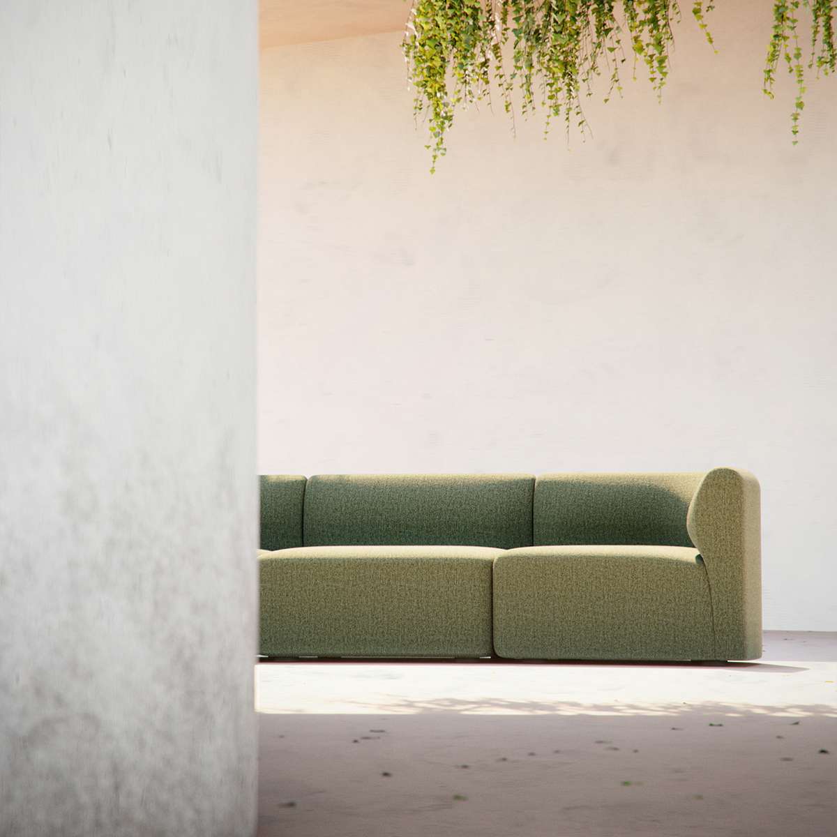 Fjord Sofa hjørneseksjon høyre i myk, gul Cosmo Mustard tekstil med skandinavisk design.
