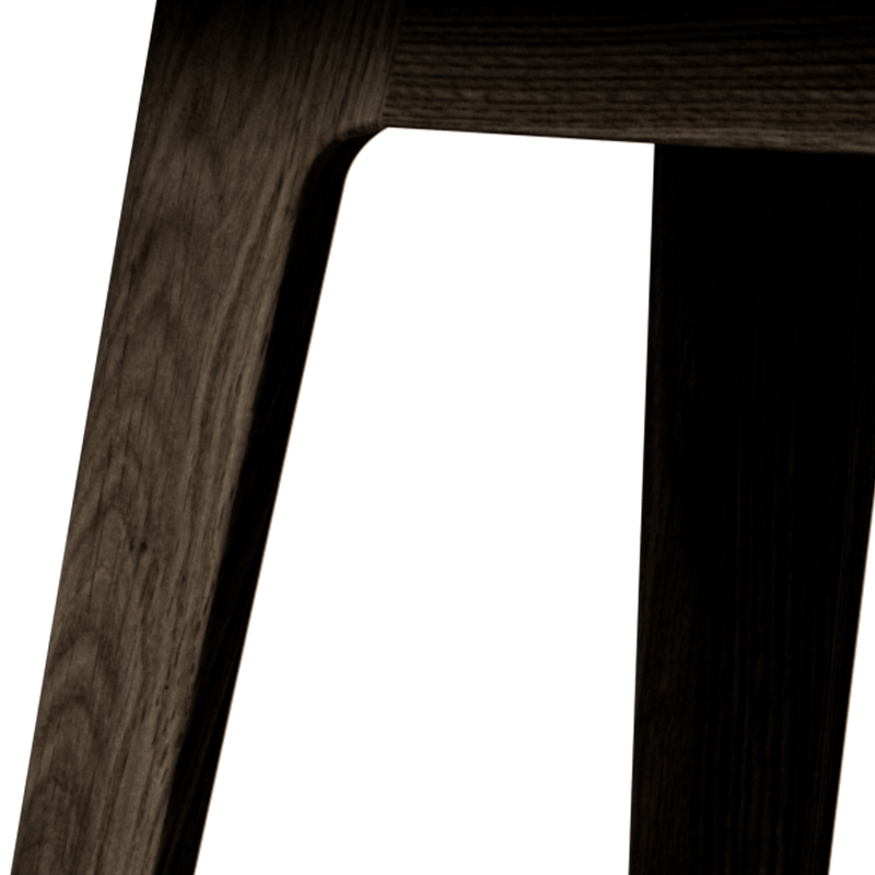 Nordic Bench in dark stained oak with Terra Black leather seat and smooth wooden frame.