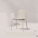 Taupe Patio Chair no. One S1 with black steel frame for outdoor use on a terrace.