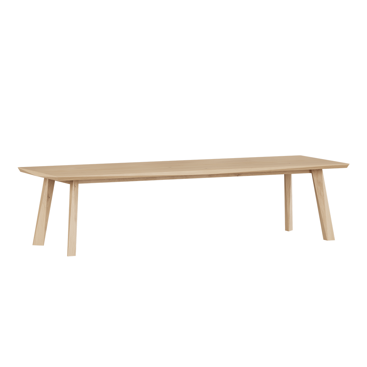 Edge Dining Table i europeisk eik med fasetter og mattlakkert overflate, 300x100 cm, innendørs spisebord