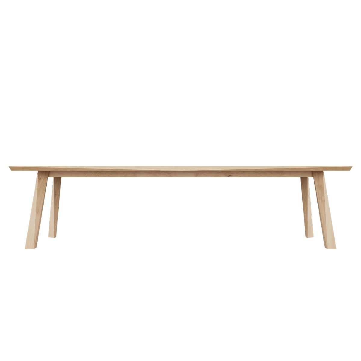 Edge Dining Table i europeisk eik med fasetterte kanter og mattlakkert overflate, 300x100 cm.