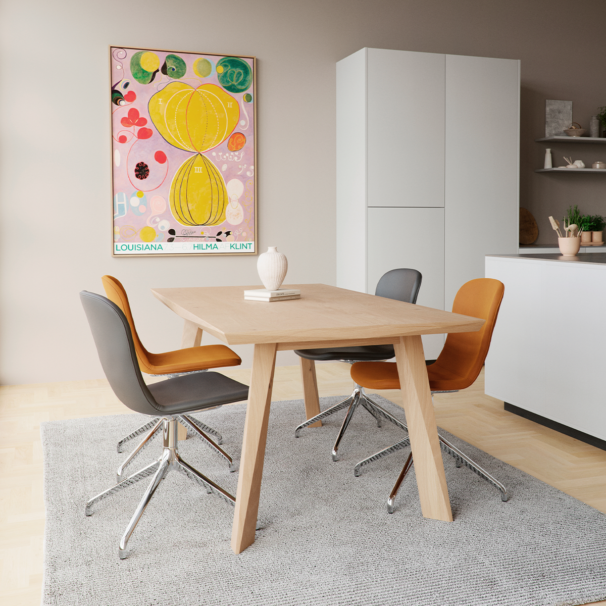 Edge Dining Table i FSC-sertifisert europeisk eik med fasetterte kanter og mattlakkert overflate, 180x90 cm.
