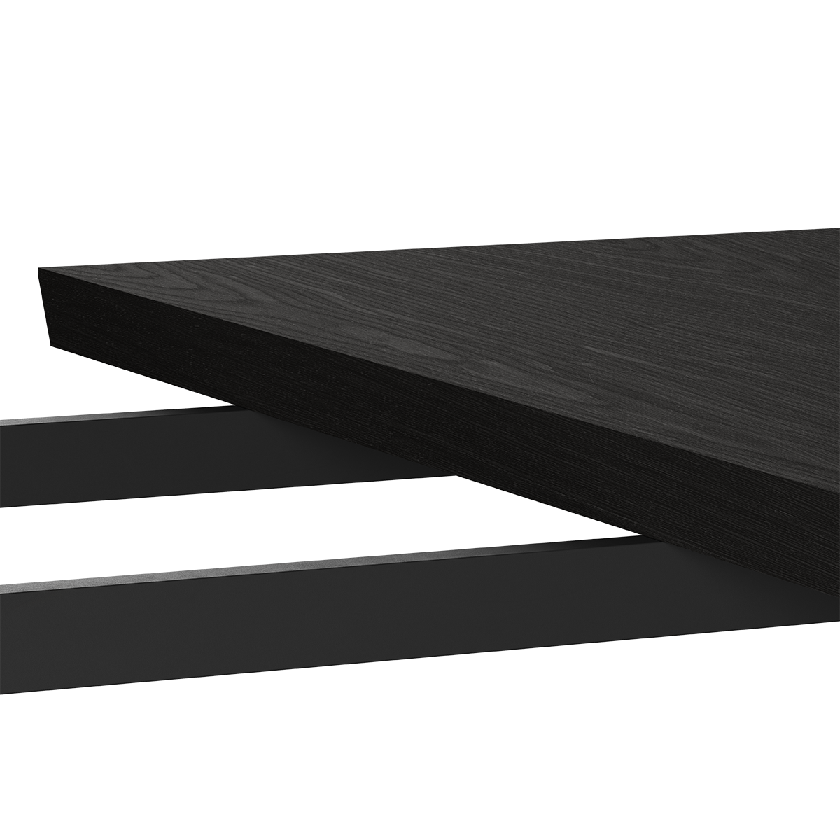 Svartbeiset eikefiner tilleggsplate 60x90 cm til Edge Dining Table med synlige årer på tvers.