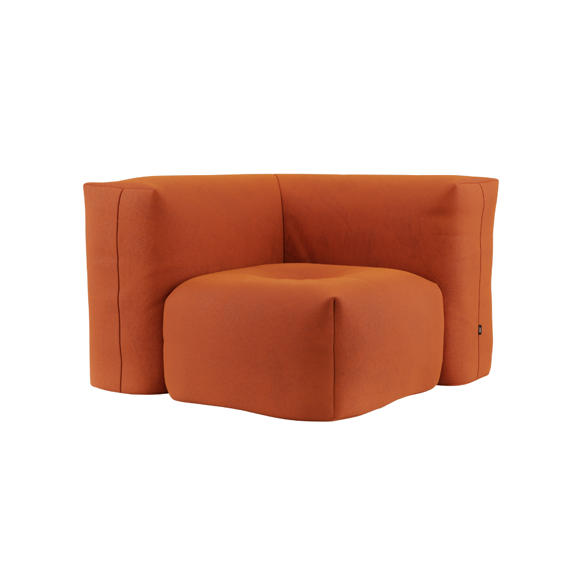 Soft Sofa Indoor hjørnesofa i oransje Jaquard tekstil med myke puter og modulært design.