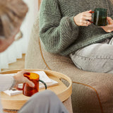 SACKit Chair & Pouf Indoor i myk Teddy Brown tekstil, loungemøbel med pute og puf i skandinavisk design.