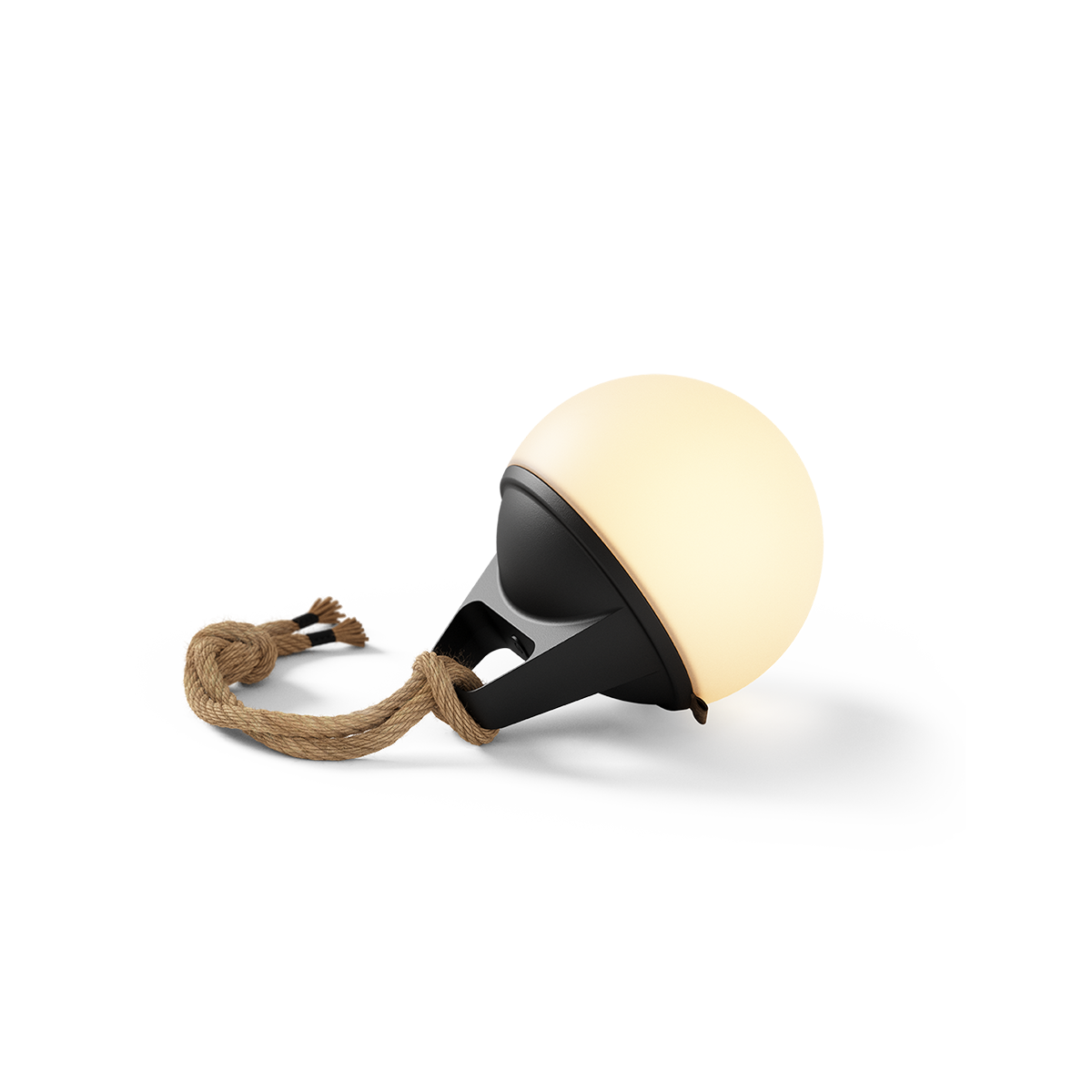 Sort pulverlakkert rustfritt stål Patio Accessory Stand med rund hvit Light 150 lyskule på toppen