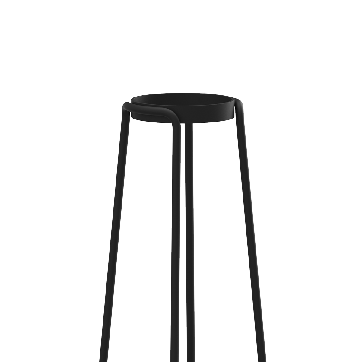 Sort pulverlakkert rustfritt stål Patio Accessory Stand med rund lyskule på toppen og hemp-tau håndtak